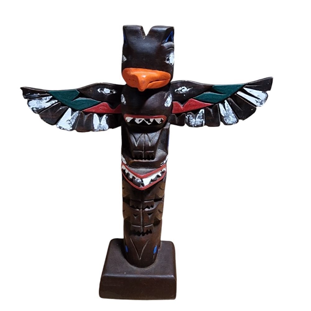 Authentic Alaska Craft Totem Pole Ketchikan Carved Wood Moveable Painted